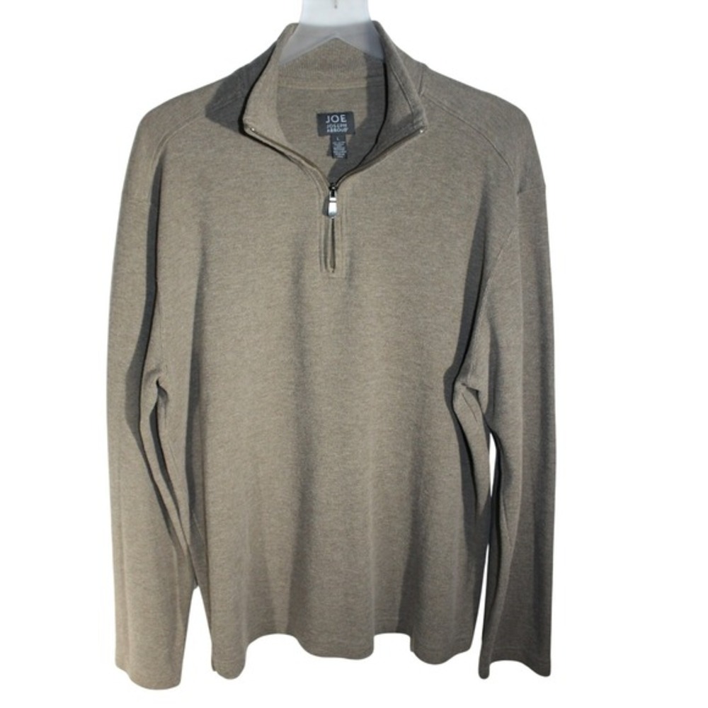Joe Joseph Abboud Mens Quarter Zip Pullover Sweater Taupe Brown Large L